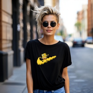 Tricou Sponge Bob Happy Ner Tricou Negru - Copii | Dama | Barbat - Img 8
