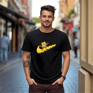 Tricou Sponge Bob Happy Ner Tricou Negru - Copii | Dama | Barbat - Img 9