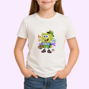 Tricou SpongeBob – Stil colorat cu pălărie verde și ghete funky Copii | Dama | Barbat Barbat