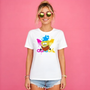 Tricou Spongebob Citind Cartea Vopsea Improscata Logo Mov Urban Design, din bumbac 100% Copii | Dama | Barbat - Img 3