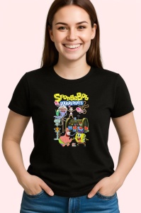 Tricou Spongebob patrick si prietenii in aventuri subacvatice haioase, Copii | Dama | Barbat , tricou negru - Img 3
