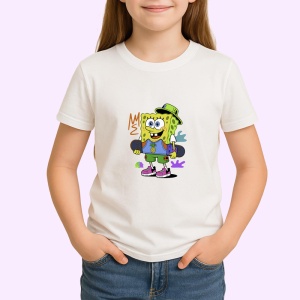 Tricou SpongeBob Stil colorat cu palarie verde si ghete funky Copii | Dama | Barbat - Img 2
