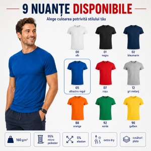 Tricou Sport Bărbați Malfini Destiny 175, 95% Micro Poliester, 5% Elastan, 160 g/m², Extra Dry, Slim Fit, Guler Rotund, Mărimi S 2XL - Img 10