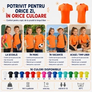 Tricou sport copii Malfini Fantasy 147 – 100% poliester, pentru fete și băieți, ideal pentru activități sportive - Img 6