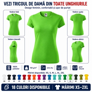 Tricou Sport Damă Malfini Fantasy, 100% Poliester Extra Dry, Croială Cambrată, Guler Rotund, 18 Culori, XS–2XL - Img 8