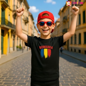 Tricou Steag Romania cu text Negru |Colectia Tricouri Romania - Img 2