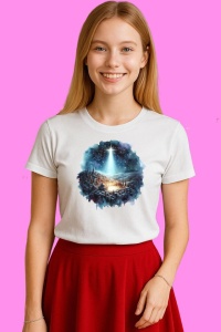 Tricou Steaua Din Betleem Scena Sfanta Oras Luminat Noaptea Sfanta, din bumbac 100%, tricou alb, Copii | Dama | Barbat