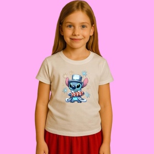 Tricou Stitch 2025 Cu Joben, din bumbac 100%, tricou alb, Copii | Dama | Barbat - Img 2