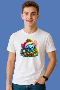 Tricou Stitch Ascuns In Coronita De Brad, din bumbac 100%, tricou alb, Copii | Dama | Barbat
