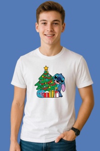 Tricou Stitch Cu Brad Si Cadouri, din bumbac 100% Copii | Dama | Barbat - Img 2