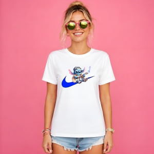 Tricou Stitch La Chitara Logo Albastru Urban Chill Music Vibe, din bumbac 100% Copii | Dama | Barbat - Img 3