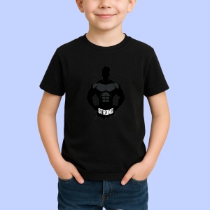Tricou Strong Silueta Neagra Muschi, Copii | Dama | Barbat, culoare negru - Img 3