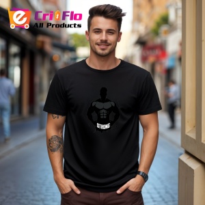 Tricou Strong Silueta Neagra Muschi, Copii | Dama | Barbat, culoare negru - Img 5