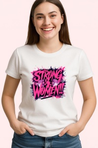 Tricou Strong Women Text Roz Motivational, Copii | Dama | Barbat - Img 3