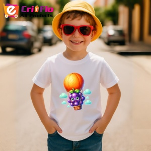 Tricou Strugure amuzant de vara cu balonul cu aer, Fructe, Copii | Dama - Img 3