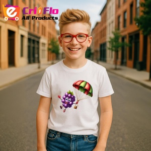 Tricou Strugure amuzant de vara cu parasuta, Fructe, Copii | Dama - Img 5