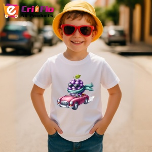 Tricou Strugure amuzant de vara in masina, Fructe, Copii | Dama - Img 3