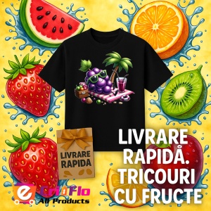 Tricou Strugure amuzant de vara la soare, Fructe, Copii | Dama, culoare negru - Img 12
