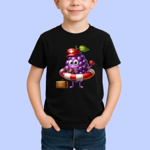 Tricou Strugure amuzant de vara salvamar, Fructe, Copii | Dama, culoare negru