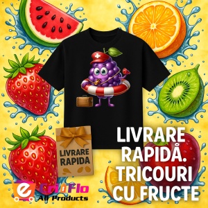 Tricou Strugure amuzant de vara salvamar, Fructe, Copii | Dama, culoare negru - Img 12