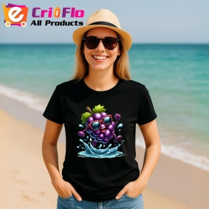 Tricou Strugure amuzant de vara sarind in apa, Fructe, Copii | Dama, culoare negru - Img 11