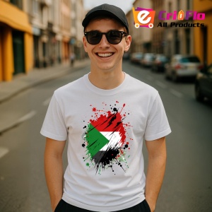 Tricou Sudan Steag Splash Art, Copii | Dama | Barbat - Img 7