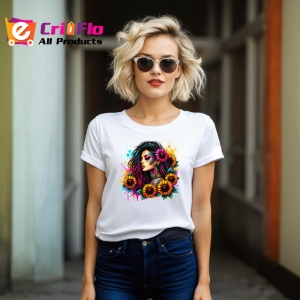 Tricou sunflower cascade tattoo girl, fata cu cascada de floarea soarelui si tatuaje, Copii | Dama | Barbat - Img 11