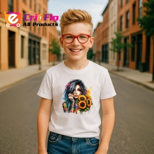Tricou sunflower eye rainbow girl, fata curcubeu cu floarea soarelui in ochi, Copii | Dama | Barbat - Img 7