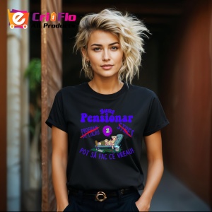Tricou sunt pensionar program de lucru stres pot sa fac ce vreau mesaj gluma, Copii | Dama | Barbat , tricou negru - Img 4