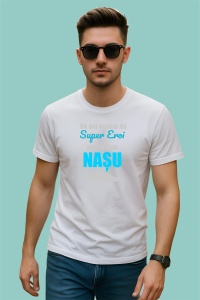 Tricou Super Nasu Albastru Mustata, din bumbac 100%, tricou alb, Dama | Barbat - Img 2