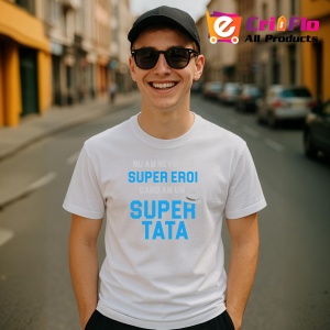 Tricou Super Tata Albastru, din bumbac 100%, tricou alb, Dama | Barbat - Img 3