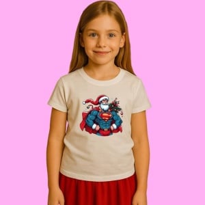 Tricou Superman Christmas Musculos Cu Sac Cadouri, din bumbac 100%, tricou alb, Copii | Dama | Barbat
