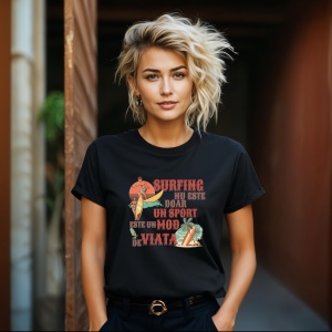 Tricou Surfing nu este doar un sport este un mod de viata Negru, Copii | Dama | Barbat - Img 11