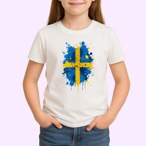 Tricou Sweden Steag Splash Art, Copii | Dama | Barbat - Img 2