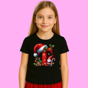 Tricou T Litere Craciun Cu Spiridus Si Caciula Mos, din bumbac 100% Copii | Dama | Barbat