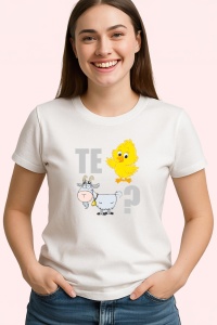 Tricou Te Pui Capra Funny, din bumbac 100%, tricou alb, Dama | Barbat
