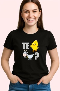 Tricou Te Pui Capra Funny, din bumbac 100%, tricou negru, Dama | Barbat - Img 2