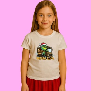 Tricou The Real Santa Funny Christmas Carrier Grinch, din bumbac 100%, tricou alb, Copii | Dama | Barbat - Img 2