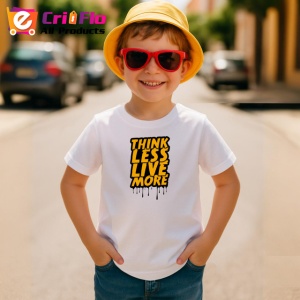 Tricou Think Less Live More Font Gri Picaturi V2, din bumbac 100% , tricou alb pentru Copii | Dama | Barbat - Img 4