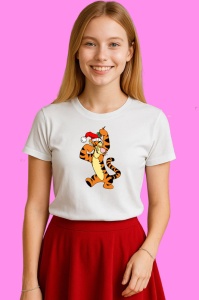 Tricou Tigger Cu Globuri Si Caciula Rosie, din bumbac 100% Copii | Dama | Barbat - Img 3