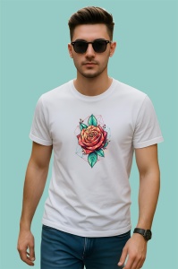 Tricou Trandafir Poligonal Arta Digitala, Copii | Dama | Barbat, culoare negru - Img 2