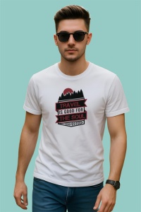 Tricou Travel Is Good For The Soul Peisaj Munte Gri, din bumbac 100% , tricou alb pentru Copii | Dama | Barbat - Img 3