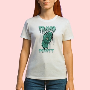 Tricou Travis Scott - Stil graffiti verde, muzica R&B, Dama | Barbat | Copii