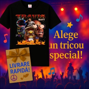 Tricou Travis Scott - Wish You Were Here, muzica POP, Dama | Barbat | Copii, Culoare Negru - Img 7
