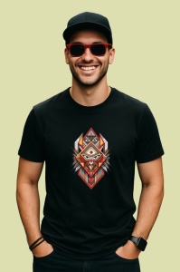 Tricou Tribal Rosu Portocaliu, Copii | Dama | Barbat, culoare negru - Img 2