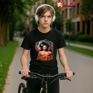 Tricou Tupac Art Red Circle, muzica POP, Dama | Barbat | Copii, Culoare Negru - Img 10