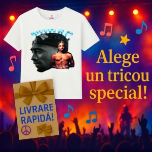 Tricou Tupac classic B&W profile, muzica Pop Rock, Dama | Barbat | Copii - Img 11
