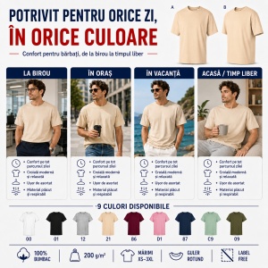 Tricou unisex bărbat oversize Malfini Stage 812, model larg și lejer, 100% bumbac - Img 5