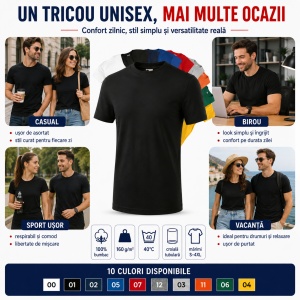 Tricou unisex clasic damă și bărbat Malfini Classic 101, 100% bumbac, 160 g/mp - Img 8