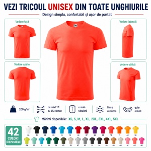 Tricou Unisex Damă / Bărbat Heavy New 137 – 100% Bumbac, Guler Rotund, 200 g/m², XS–5XL - Img 8